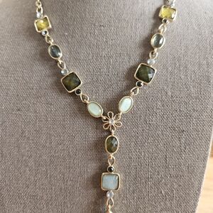 Gold-Tone Green Multistone Y-Necklace